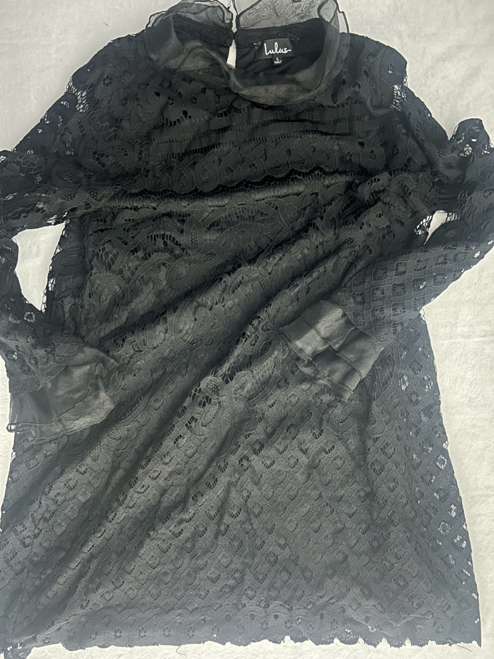 Lulu's Black Lace-Trim Dress